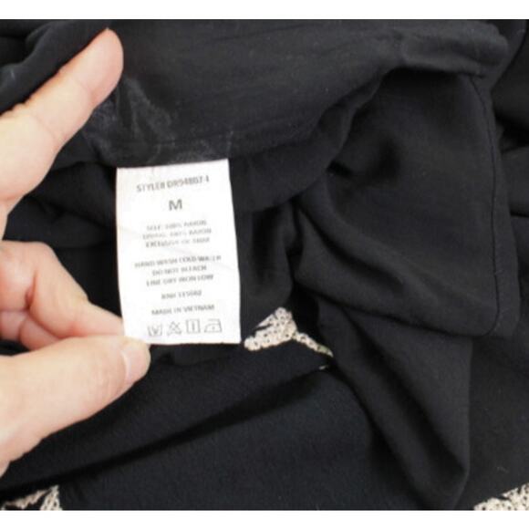 Lush Black Halter Dress Size Medium Embroidered Drawstring Back Boho Festival - Picture 8 of 8